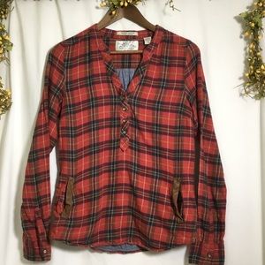 ✅SOLD✅Maison Scotch red flannel blouse sz 2 with